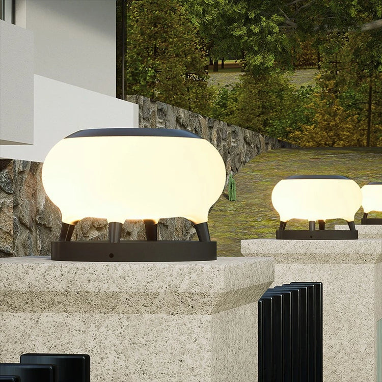 Weather-resistant solar garden lights providing energy-saving outdoor lighting