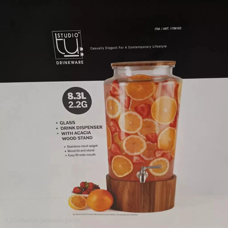Premium glass beverage dispenser for stylish entertaining.
