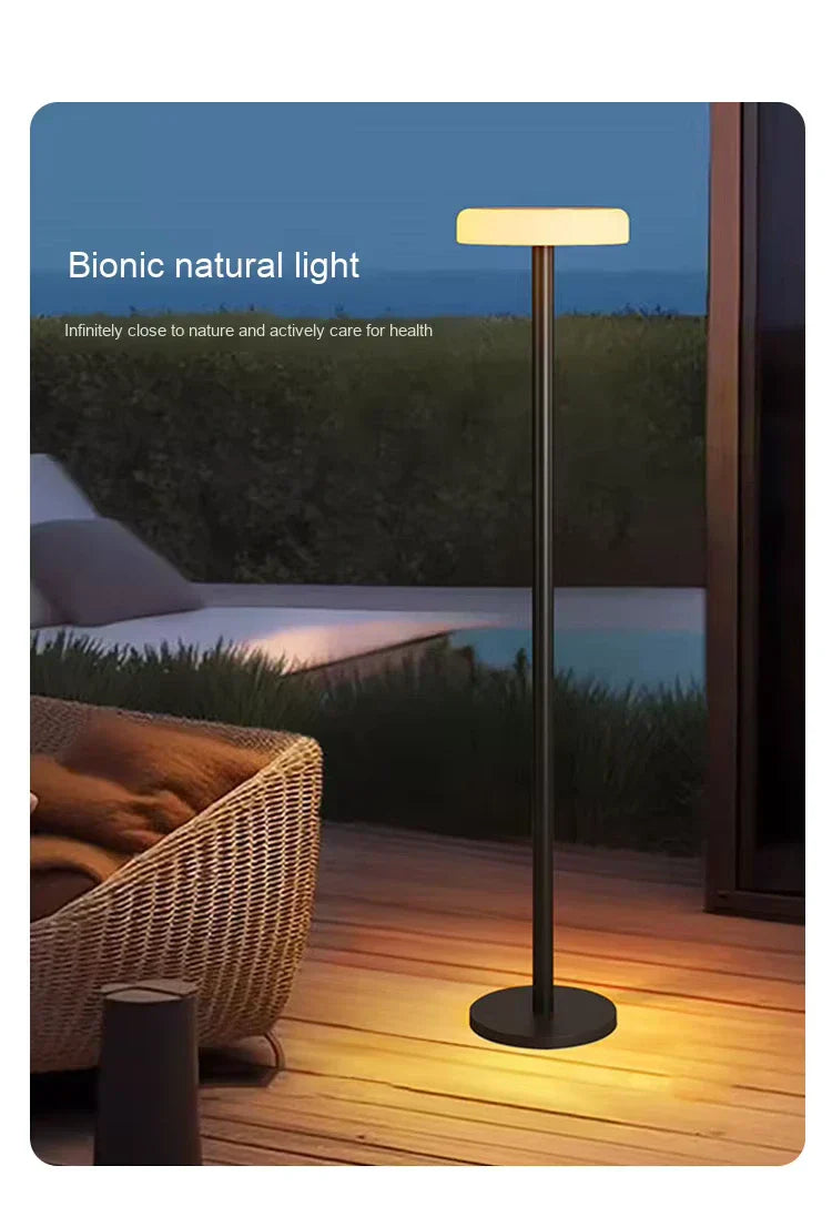 Modern design floor lamp for patio with smart solar lighting