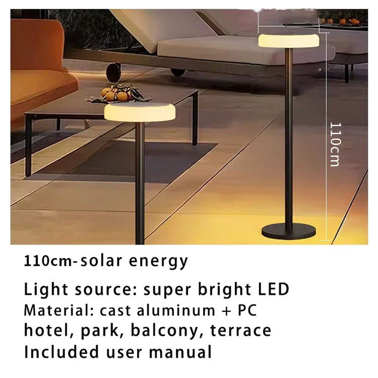 Weatherproof Smart Solar Disc Floor Lamp with elegant disc shape 110 cm
