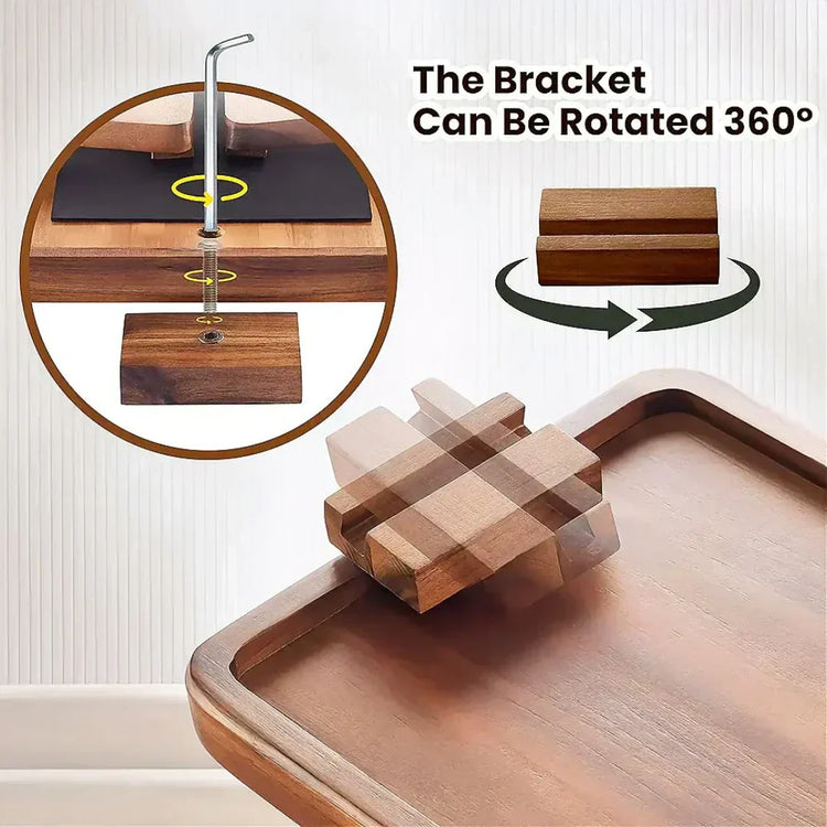 Non-slip acacia tray with 360-degree base