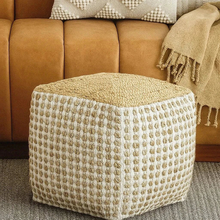Boho-style natural jute pouf 16 accent decor