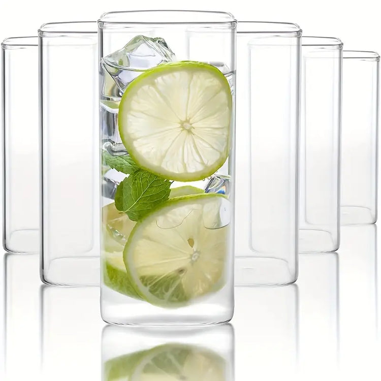 Minimalist glass set, square design, high-quality BPA-free glass, 6-piece presentation