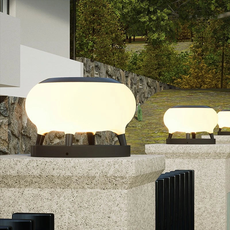 Weather-resistant solar garden lights providing energy-saving outdoor lighting