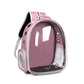 Transparent cat backpack Close-up of space capsule pet bag with ergonomic straps