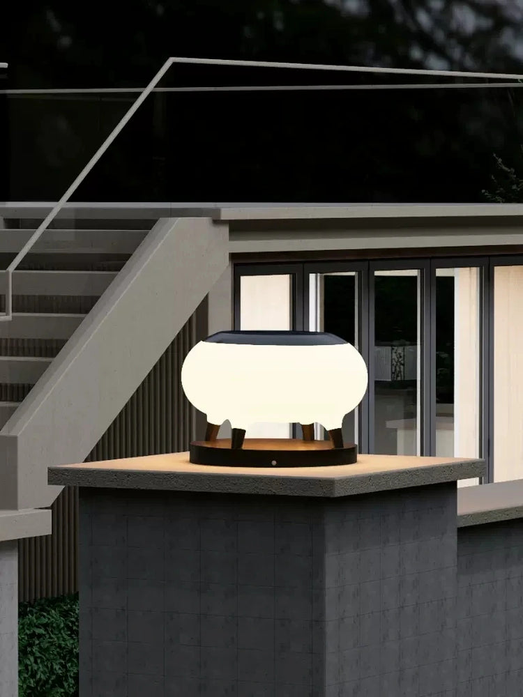 Solar garden lights illuminating outdoor pathway with eco-friendly design