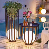Copper LuminAura Stand solar garden lighting by pool