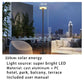 Weatherproof smart solar lamp with elegant disc shape. 210 cm