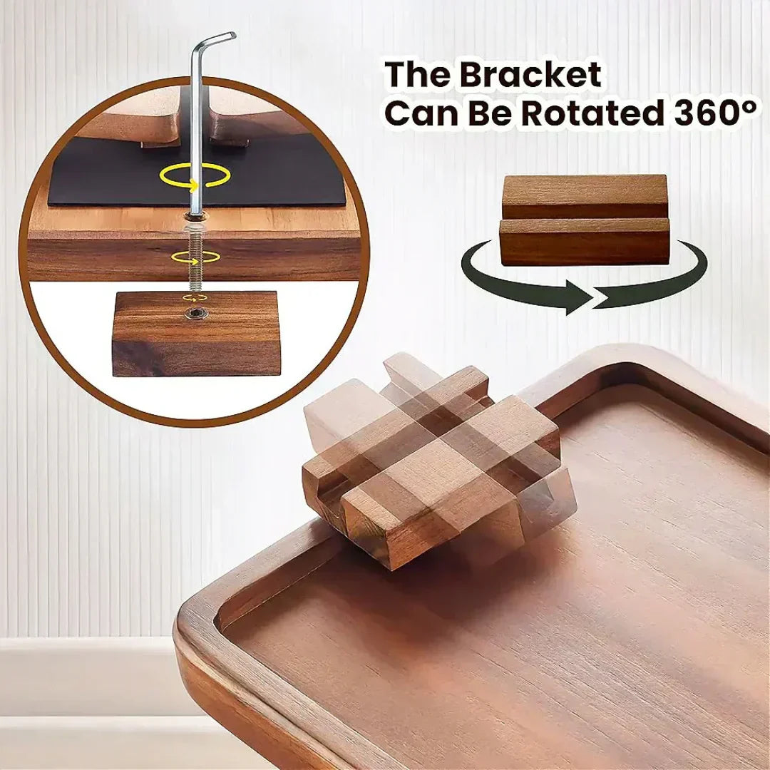 Non-slip acacia tray with 360-degree base