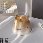 Elegant 350 ml Cupus design glass tumbler, resistant to hot and cold temperatures. Microwave-safe. 
