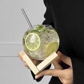 Contemporary glass tumbler, perfect for cocktails, mocktails, or iced tea.