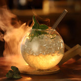 Transparent heat-resistant glass tumbler, perfect for coffee, tea, or juices.